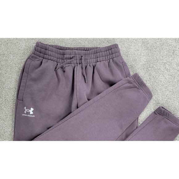 Under Armour Essentials Sweat Pants Mens M Pink Mauve Gym Cozy Fleece Joggers - Picture 5 of 14